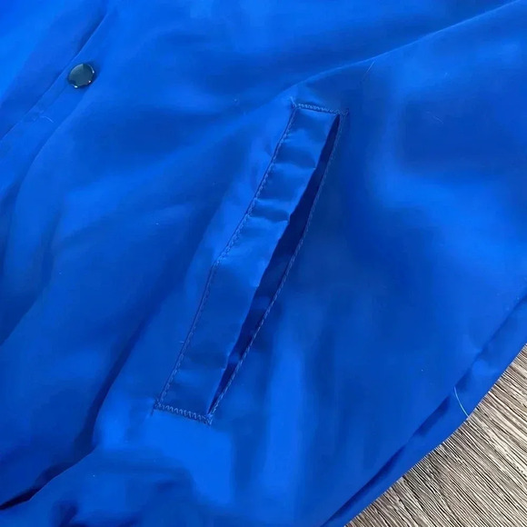 Vintage Nylon Bomber Varsity Jacket Roadrunner Peerless Retro Blue M USA - Picture 8 of 12